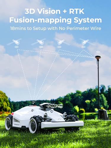LUBA 2 AWD 10000H Robot Lawn Mower, Perimeter Wire Free Vision Robotic Lawnmower for 2.5 Acres Lawn, Cut Height 2.2"-4.0", 80% Slope, APP Control Compatible with Alexa, All-Wheel Drive, Anti-Theft
