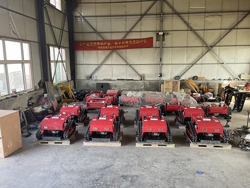 FALE-JU Remote Control Crawler Mower 60° Slope Capability Gas Electric Self-Charging Hybrid (Cutting Width 55CM, Crawler, 7.5HP), red-black