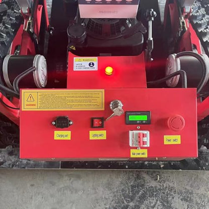 FALE-JU Remote Control Crawler Mower 60° Slope Capability Gas Electric Self-Charging Hybrid (Cutting Width 55CM, Crawler, 7.5HP), red-black
