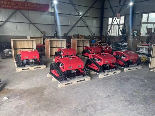 FALE-JU Remote Control Crawler Mower 60° Slope Capability Gas Electric Self-Charging Hybrid (Cutting Width 55CM, Crawler, 7.5HP), red-black