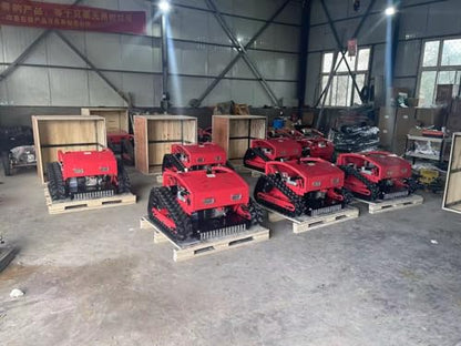 FALE-JU Remote Control Crawler Mower 60° Slope Capability Gas Electric Self-Charging Hybrid (Cutting Width 55CM, Crawler, 7.5HP), red-black
