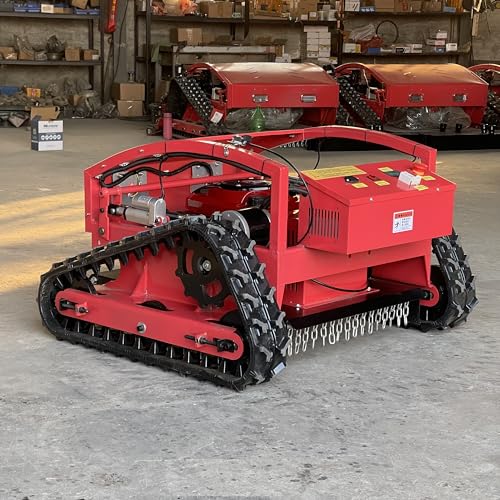 FALE-JU Remote Control Crawler Mower 60° Slope Capability Gas Electric Self-Charging Hybrid (Cutting Width 55CM, Crawler, 7.5HP), red-black