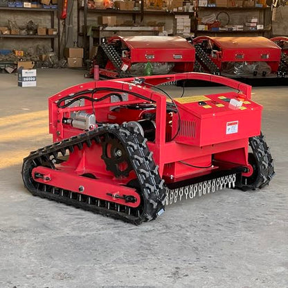 FALE-JU Remote Control Crawler Mower 60° Slope Capability Gas Electric Self-Charging Hybrid (Cutting Width 55CM, Crawler, 7.5HP), red-black