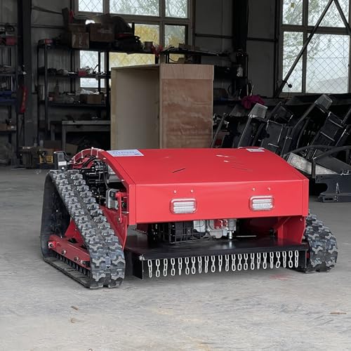 FALE-JU Remote Control Crawler Mower 60° Slope Capability Gas Electric Self-Charging Hybrid (Cutting Width 55CM, Crawler, 7.5HP), red-black