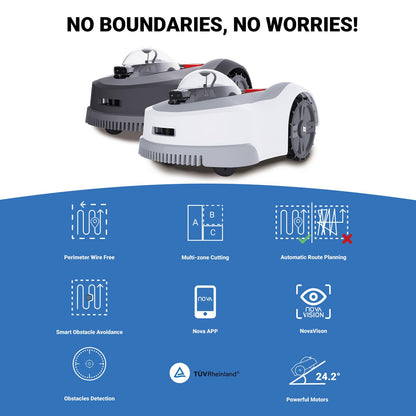 N2000 Robot Lawn Mower Perimeter Wire Free RTK+TOF+Vision Robotic Lawn Mower for 1.50 Acres Cut Height 0.8"-3.5" Adjustable APP Control AI-Assisted Mapping Virtual Boundaries Multi-Zone