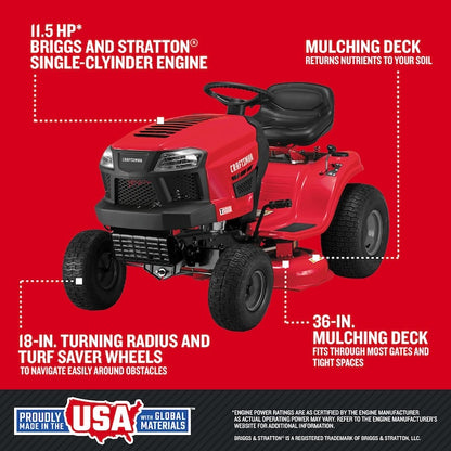 T100 36-in 11.5 -HP Single cylinder Gas Lawn tractor