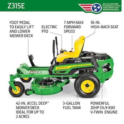 Z315E ZTrak 42-in 20 -HP V-twin Gas Zero-turn riding lawn mower