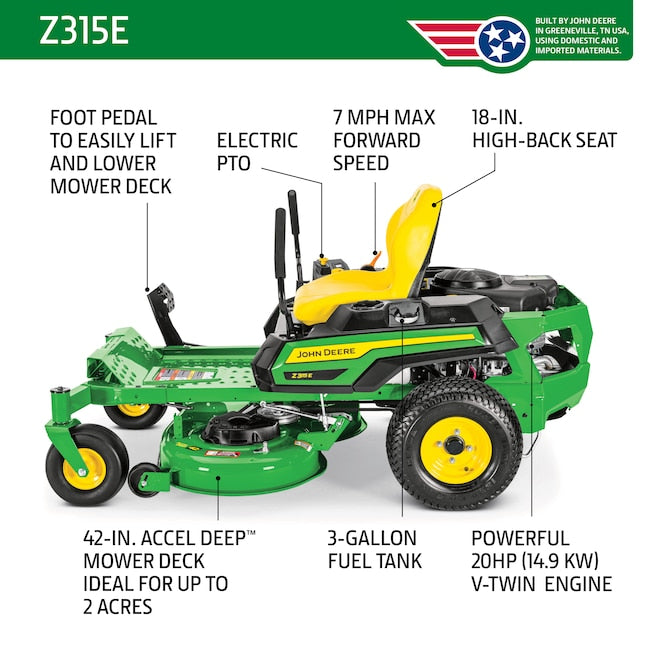 Z315E ZTrak 42-in 20 -HP V-twin Gas Zero-turn riding lawn mower
