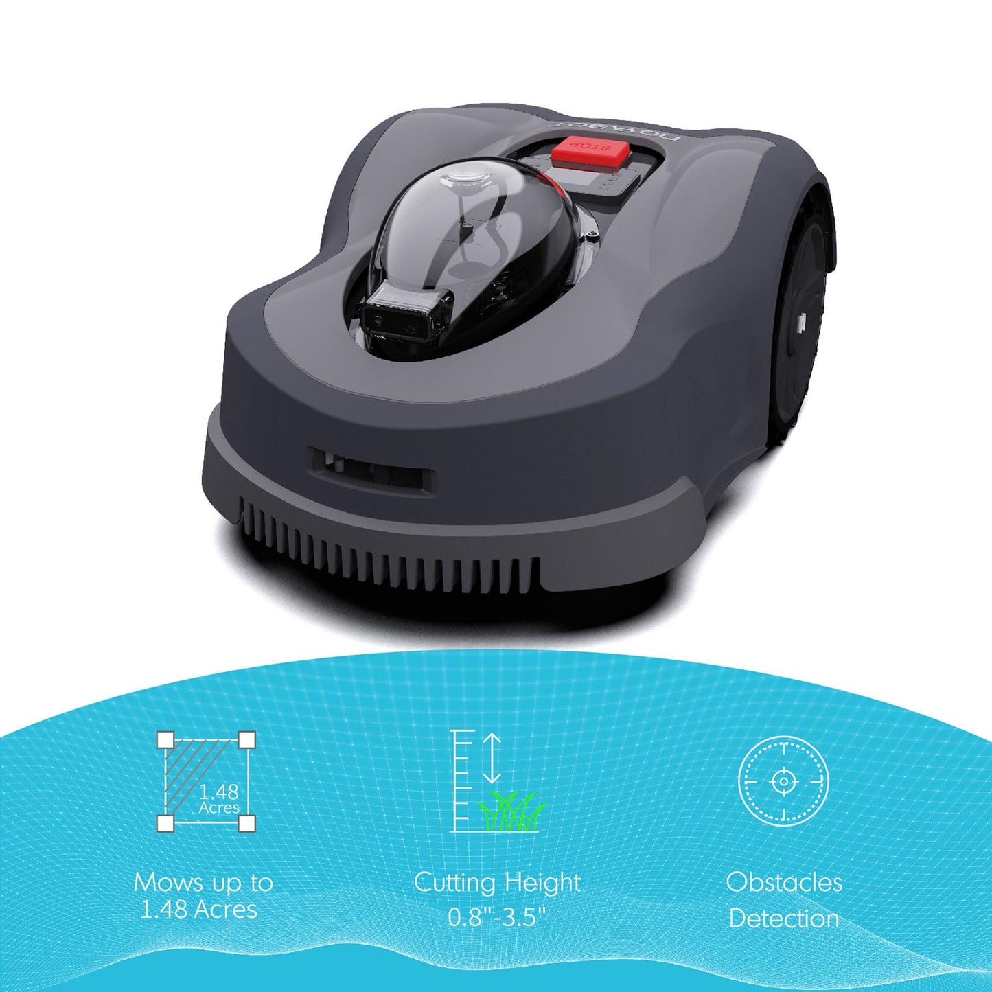 N2000 Robot Lawn Mower Perimeter Wire Free RTK+TOF+Vision Robotic Lawn Mower for 1.50 Acres Cut Height 0.8"-3.5" Adjustable APP Control AI-Assisted Mapping Virtual Boundaries Multi-Zone