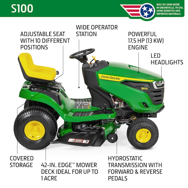 S100 42-in 17.5 -HP Single cylinder Gas Lawn tractor