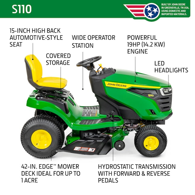 S110 42-in 19 -HP Single cylinder Gas Lawn tractor