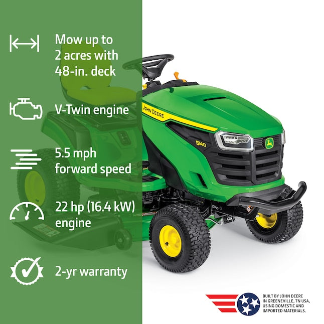 S140 48-in 22 -HP V-twin Gas Lawn tractor
