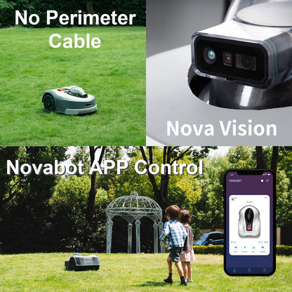 N2000 Robot Lawn Mower Perimeter Wire Free RTK+TOF+Vision Robotic Lawn Mower for 1.50 Acres Cut Height 0.8"-3.5" Adjustable APP Control AI-Assisted Mapping Virtual Boundaries Multi-Zone