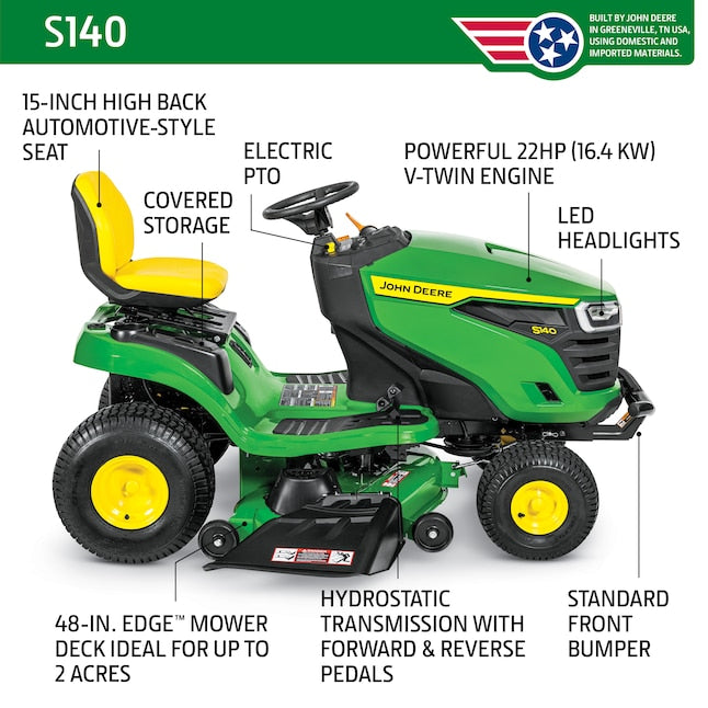S140 48-in 22 -HP V-twin Gas Lawn tractor