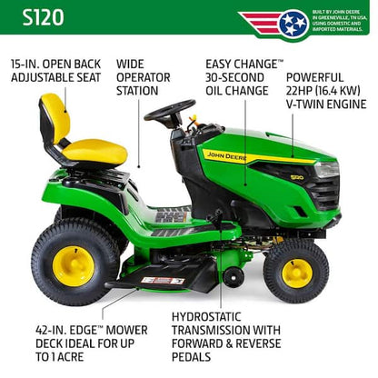 S120 42 In. 22 HP V-Twin Gas Hydrostatic Riding Lawn Mower