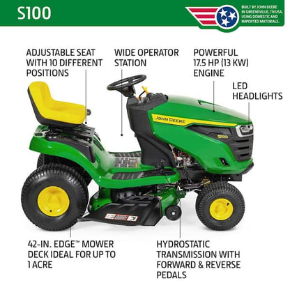S100 42 in. 17.5 HP Gas Hydrostatic Riding Lawn Mower