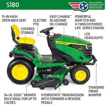 S180 54 in. 24 HP V-Twin ELS Gas Hydrostatic Riding Lawn Mower