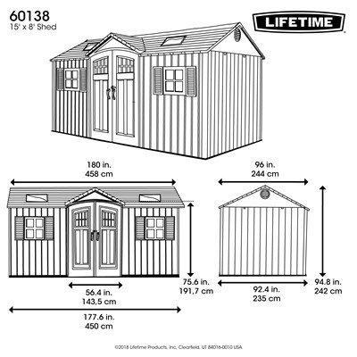 Lifetime 60138 Outdoor Storage Shed, Desert Sand, 15 x 8 Feet - Image 4
