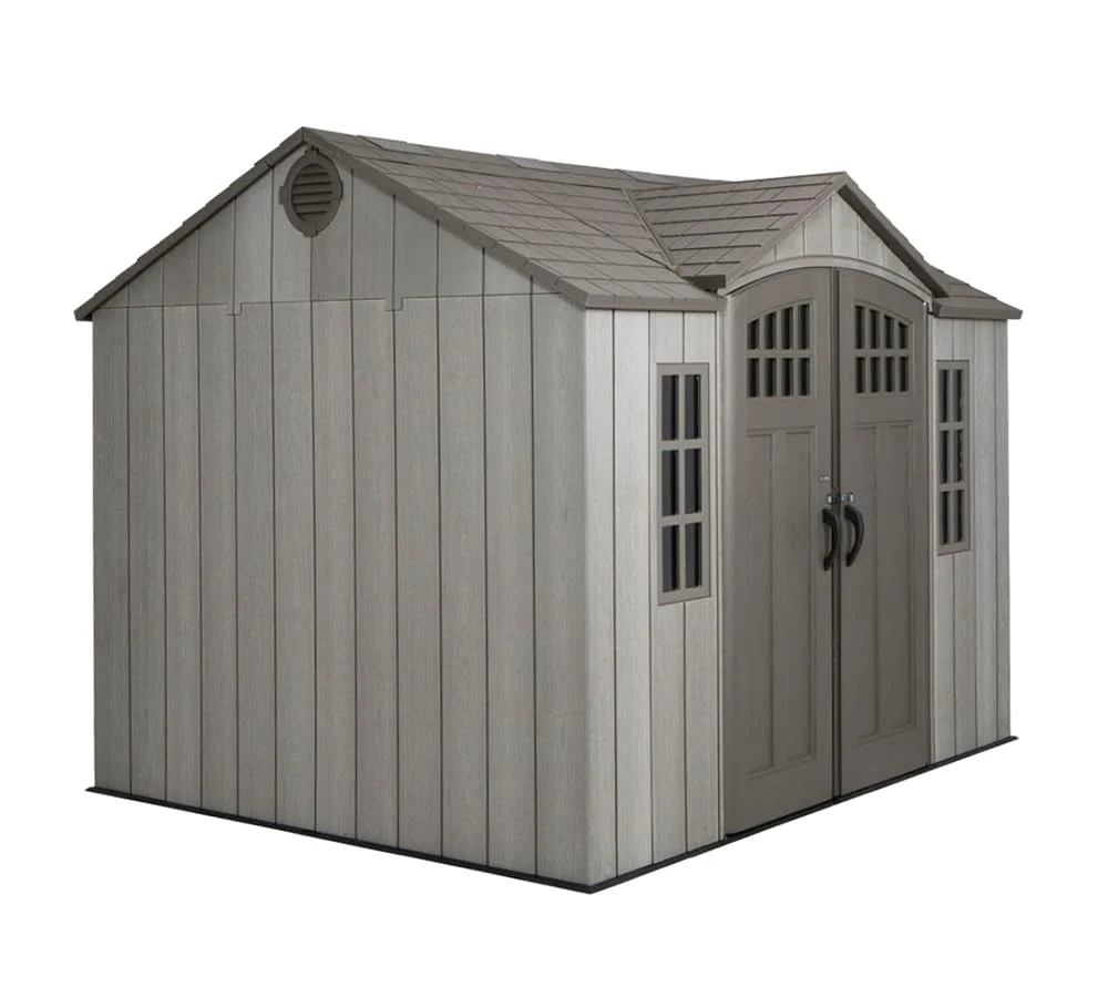 10 ft x 8 ft Outdoor Storage Shed Lifetime – Heavy-Duty Resin Backyard Shed with Skylights, Windows, Steel-Reinforced Textured Walls - Image 2