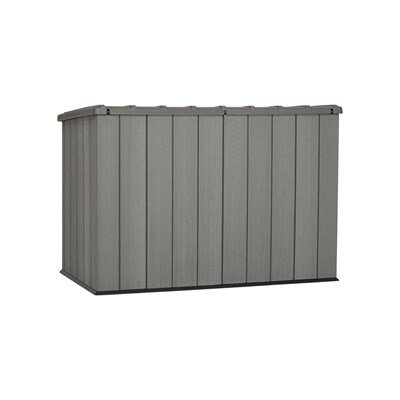 LIFETIME Horizontal Outdoor Storage Shed, Weather Resistant Resin Storage Can Fit Two Large Garbage Cans, Lockable Doors, Spring‑Hinge Lid - Image 2