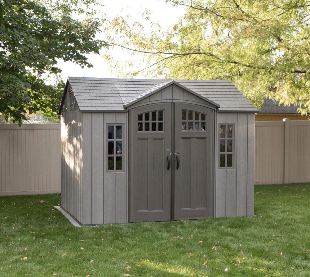 10 ft x 8 ft Outdoor Storage Shed Lifetime – Heavy-Duty Resin Backyard Shed with Skylights, Windows, Steel-Reinforced Textured Walls - Image 5