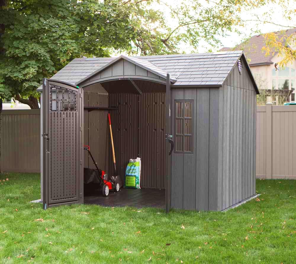 10 ft x 8 ft Outdoor Storage Shed Lifetime – Heavy-Duty Resin Backyard Shed with Skylights, Windows, Steel-Reinforced Textured Walls - Image 6