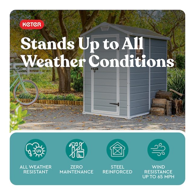 Keter Manor 4x6 Resin Outdoor Storage Shed Kit-Perfect to Store Patio Furniture, Garden Tools Bike Accessories, Beach Chairs and Lawn Mower, Grey - Image 3