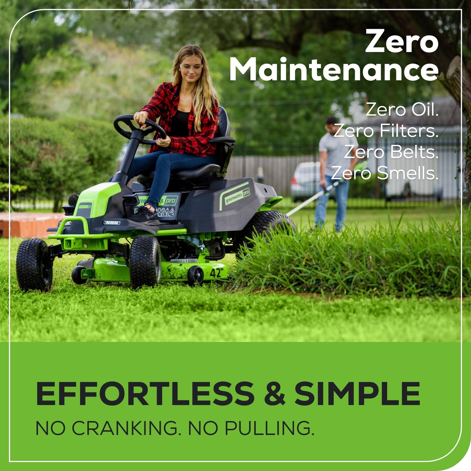 Greenworks 60V 42” Cordless Electric CrossoverT , (4) 8.0Ah Batteries and (2) Dual Port Turbo Chargers - Image 7