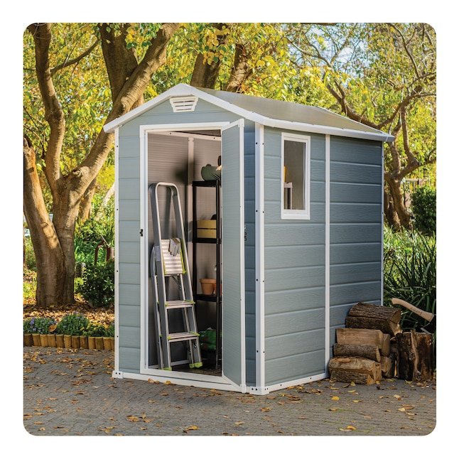 Keter Manor 4x6 Resin Outdoor Storage Shed Kit-Perfect to Store Patio Furniture, Garden Tools Bike Accessories, Beach Chairs and Lawn Mower, Grey - Image 4