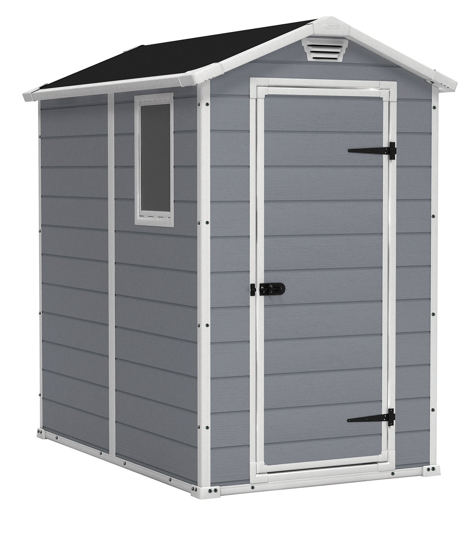 Keter Manor 4x6 Resin Outdoor Storage Shed Kit-Perfect to Store Patio Furniture, Garden Tools Bike Accessories, Beach Chairs and Lawn Mower, Grey
