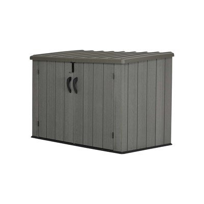 LIFETIME Horizontal Outdoor Storage Shed, Weather Resistant Resin Storage Can Fit Two Large Garbage Cans, Lockable Doors, Spring‑Hinge Lid - Image 4