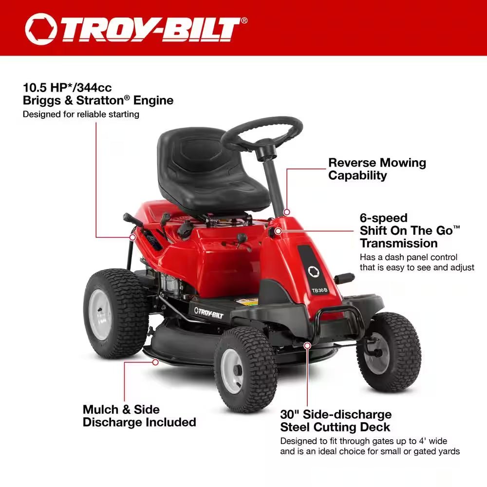 30 In. 10.5 HP Briggs and Stratton Engine 6-Speed Manual Drive Gas Rear Engine Mulch Kit Included - Image 2