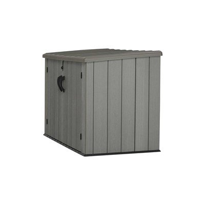 LIFETIME Horizontal Outdoor Storage Shed, Weather Resistant Resin Storage Can Fit Two Large Garbage Cans, Lockable Doors, Spring‑Hinge Lid - Image 8