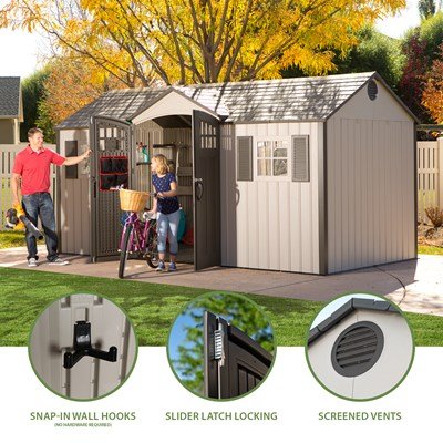 Lifetime 60138 Outdoor Storage Shed, Desert Sand, 15 x 8 Feet - Image 11