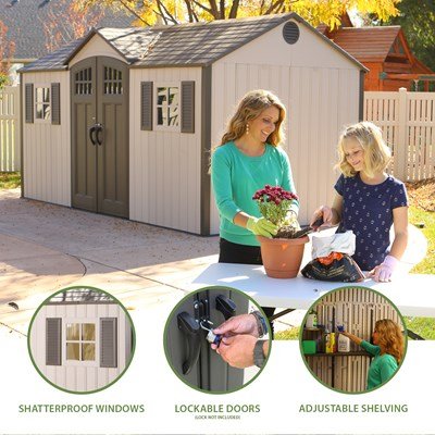 Lifetime 60138 Outdoor Storage Shed, Desert Sand, 15 x 8 Feet - Image 12