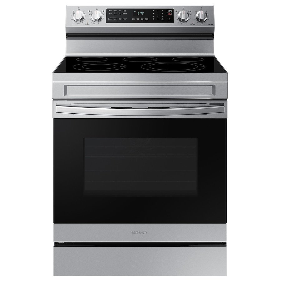 Samsung 30-in Glass Top 5 burners 6.3-cu ft Air Fry Electric Range Fingerprint Resistant