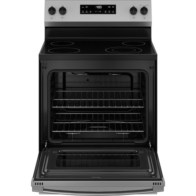 GE 30-in Glass Top 4 burners 5.3-cu ft Freestanding Electric Range Stainless Steel - Image 2