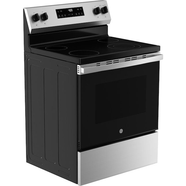 GE 30-in Glass Top 4 burners 5.3-cu ft Freestanding Electric Range Stainless Steel - Image 3
