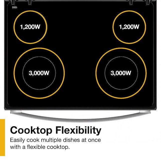 Whirlpool Flexible Cooktop 30-in Glass Top 4 burners 5.3-cu ft Freestanding Electric Range Stainless Steel - Image 10