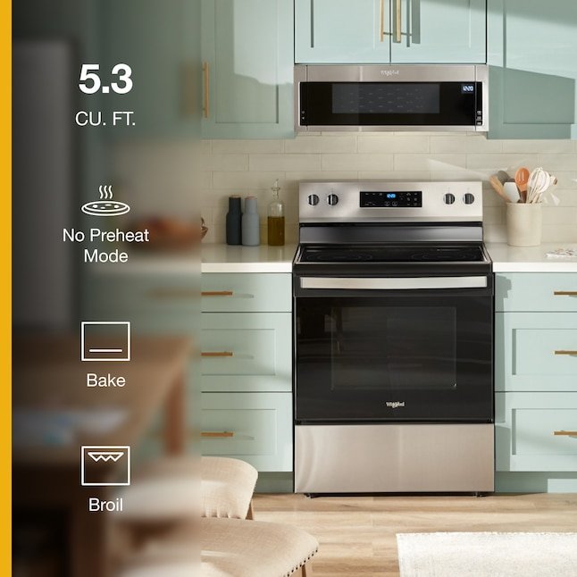 Whirlpool Flexible Cooktop 30-in Glass Top 4 burners 5.3-cu ft Freestanding Electric Range Stainless Steel - Image 14