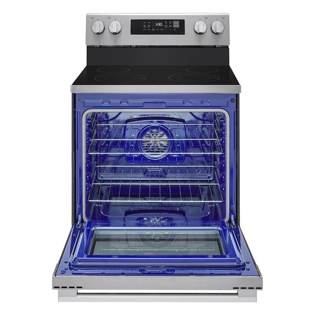 LG 30-in Glass Top 4 burners 6.3-cu ft Air Fry Convection Oven Freestanding Electric Range - Image 4