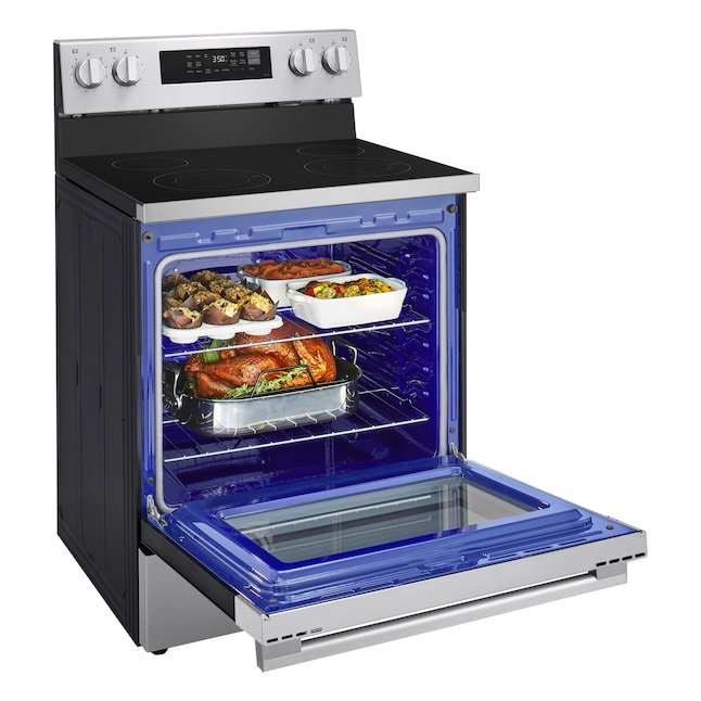 LG 30-in Glass Top 4 burners 6.3-cu ft Air Fry Convection Oven Freestanding Electric Range - Image 15