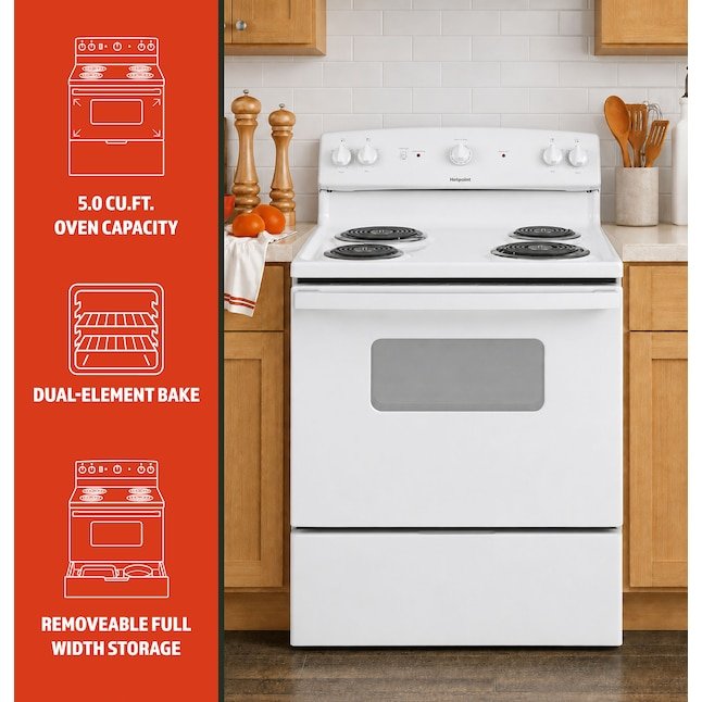 Hotpoint 30-in 4 burners 5.0-cu ft Freestanding Electric Range White - Image 7